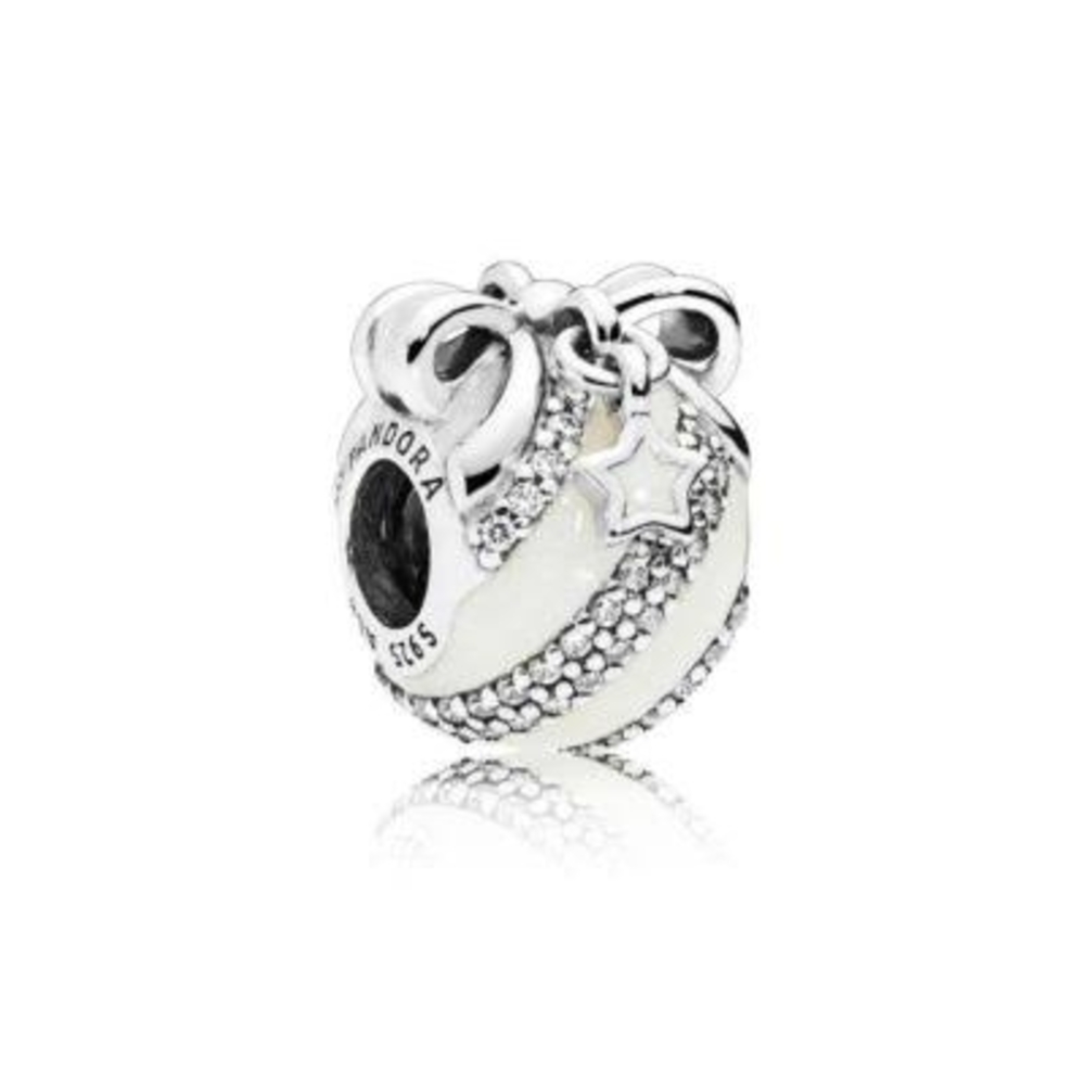 Pandora Silver and White Charm with Star Detail